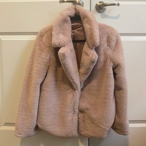 Joujou women’s L blush faux fur coat never worn